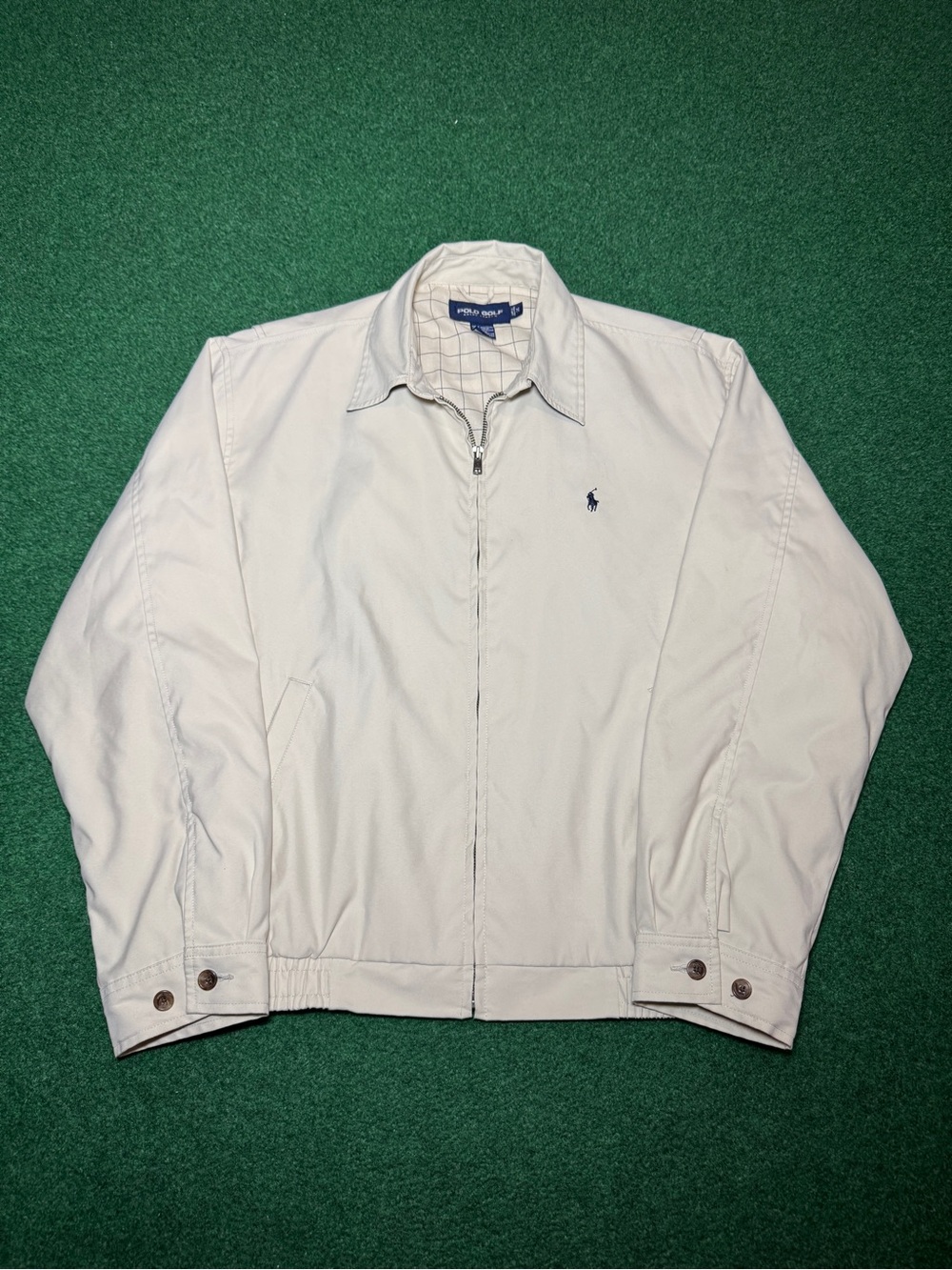 Polo Golf Ralph Lauren Harrington Jacket Cream Med Plaid Lined Vintage Preppy